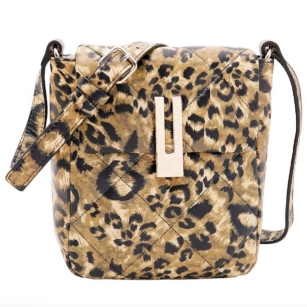 Vince Camuto Tan and Black Leopard Crossbody Bag